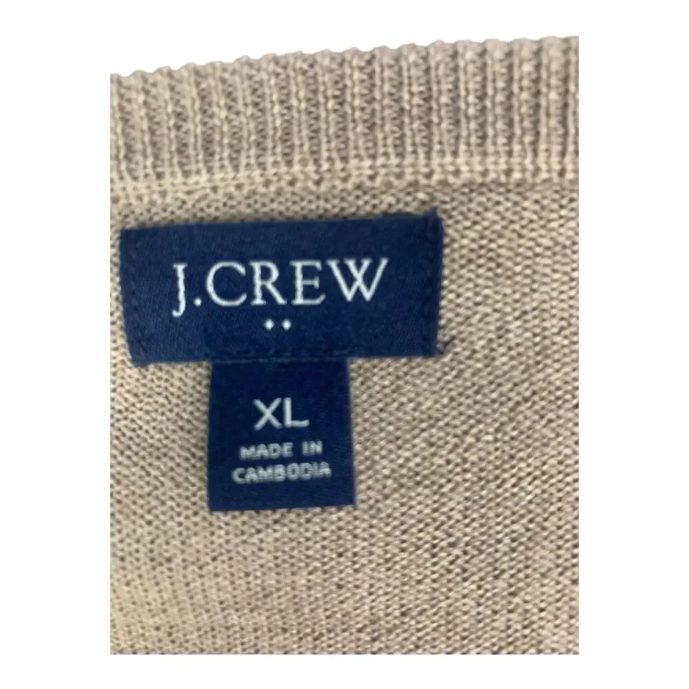 J Crew Beige Long Sleeve Sweater, Men’s XL, Merino Wool Blend